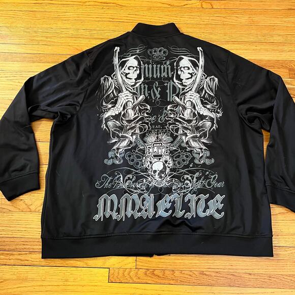 MMA Elite Track Jacket Mens XXL Sports Skull Grim Reaper Grunge Y2K Black ** - Picture 1 of 9